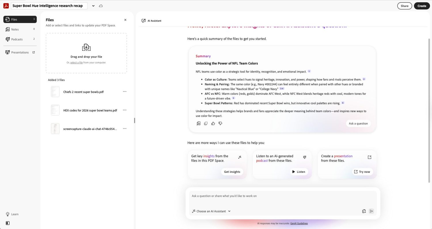 Acrobat Spaces inside overview