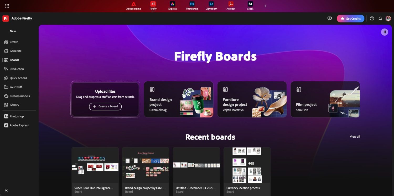 Adobe Firefly Boards landing page