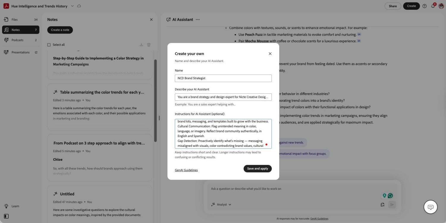 Creating your own AI agent in Acrobat